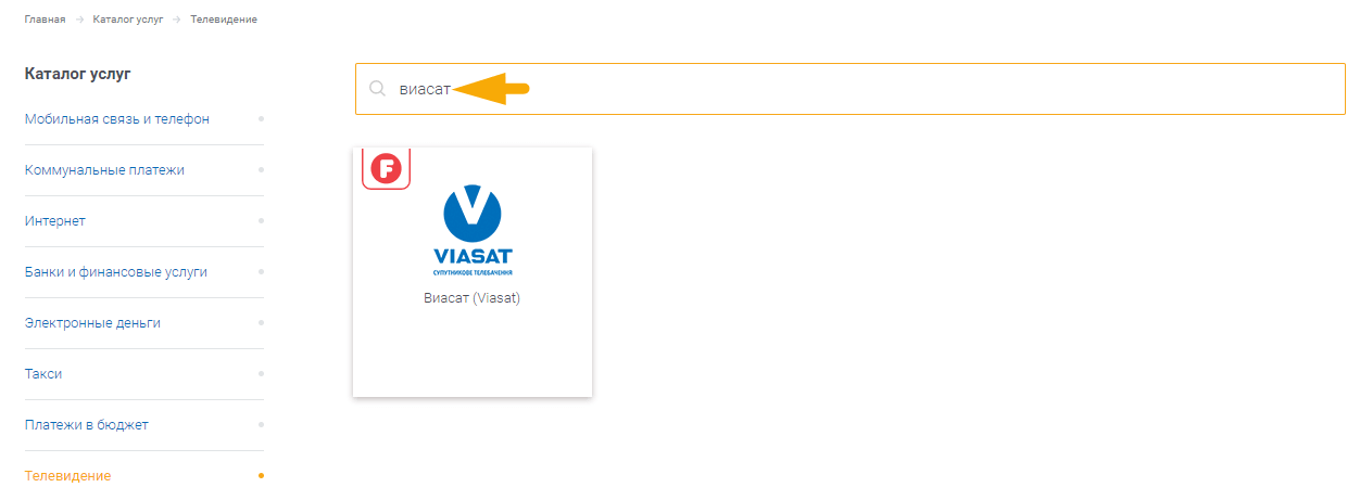 Как оплатить телевидение Виасат (Viasat) - шаг 2.2